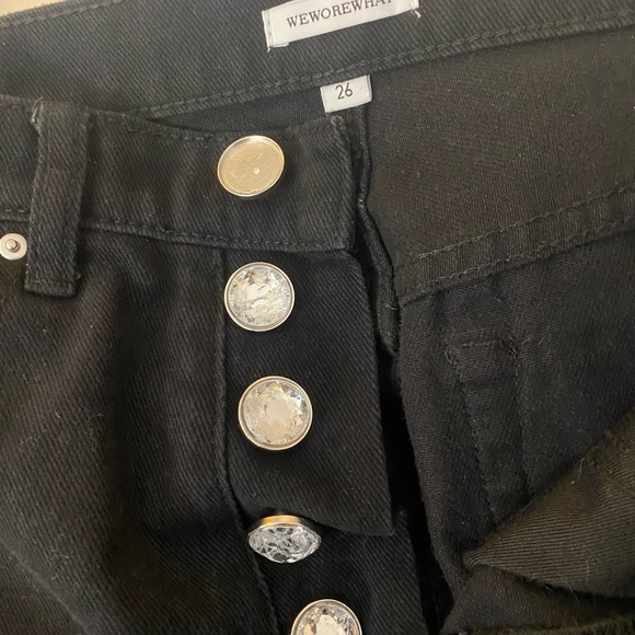 WeWoreWhat The Danielle Crystal Womens Button Fly Denim High-Waist Jeans 26 - Picture 5 of 5